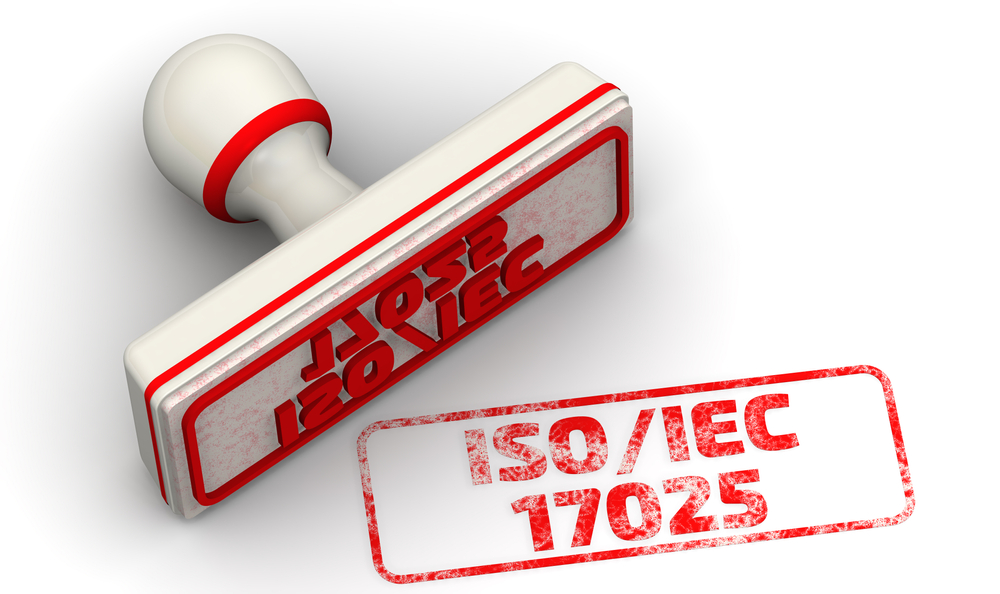 Iso/iec,17025.,The,Seal.,One,White,Seal,And,Red,Imprint ISO/IEC 17025 stamp on a white background